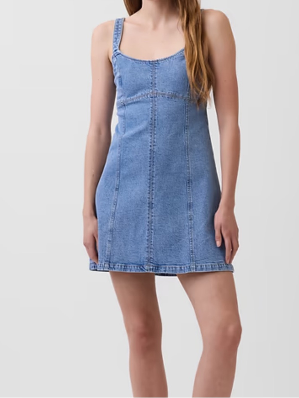 Denim Paneled Mini Dress denim